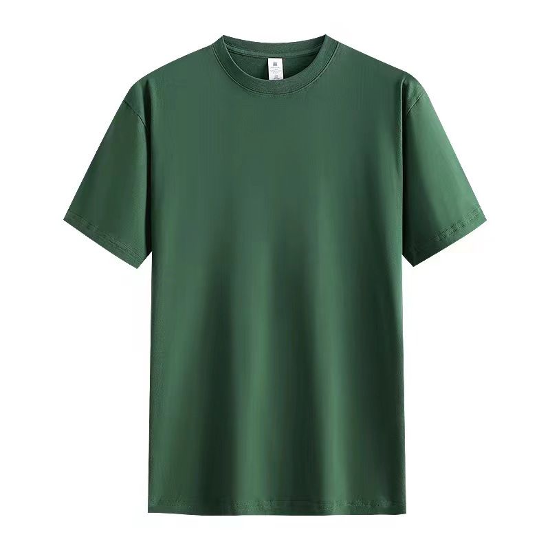 Cotton round neck short sleeved men's and women's summer new style loose and fashionable off shoulder sleeve T-shirt solid color top
