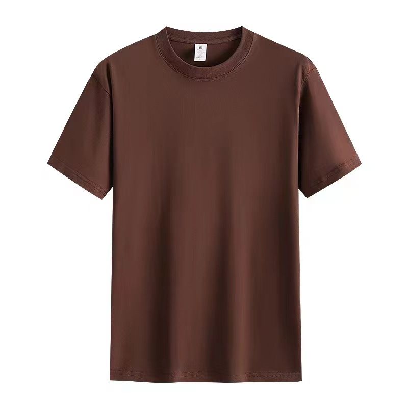 Cotton round neck short sleeved men's and women's summer new style loose and fashionable off shoulder sleeve T-shirt solid color top