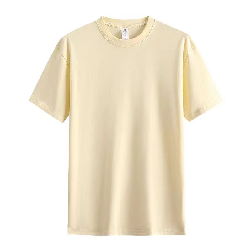 Cotton round neck short sleeved men's and women's summer new style loose and fashionable off shoulder sleeve T-shirt solid color top