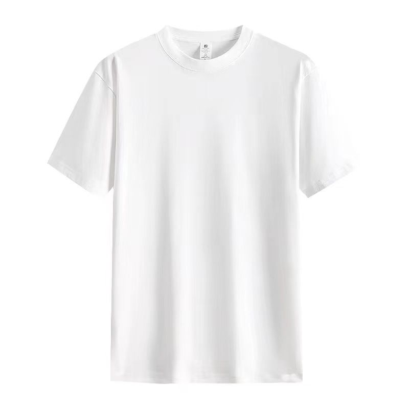 Cotton round neck short sleeved men's and women's summer new style loose and fashionable off shoulder sleeve T-shirt solid color top