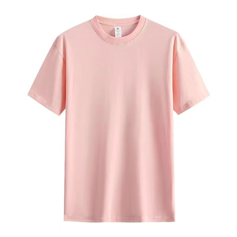 Cotton round neck short sleeved men's and women's summer new style loose and fashionable off shoulder sleeve T-shirt solid color top