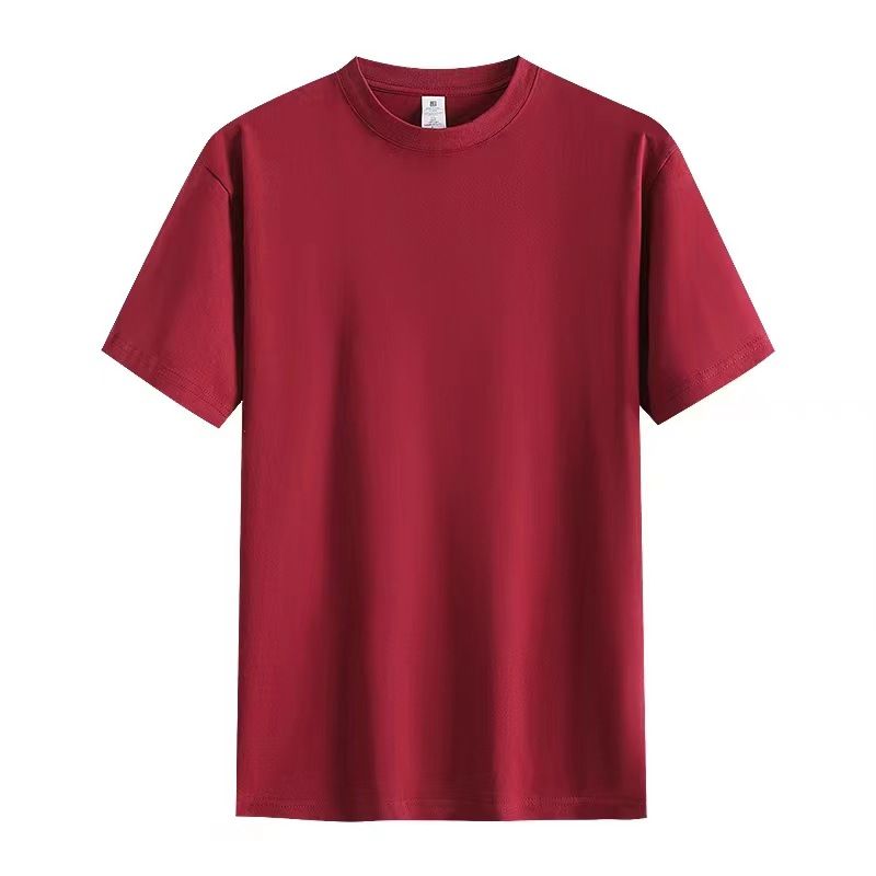 Cotton round neck short sleeved men's and women's summer new style loose and fashionable off shoulder sleeve T-shirt solid color top