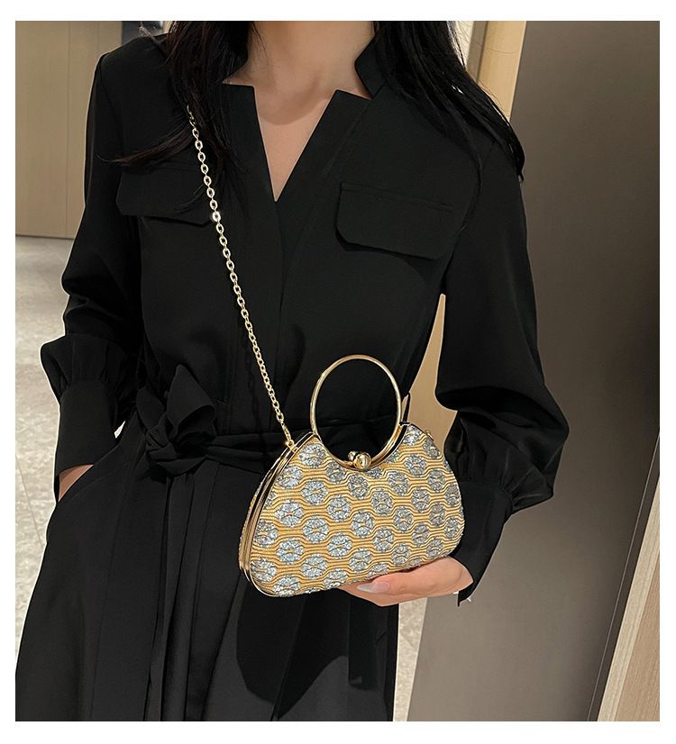 New high-end banquet bag customized with socialite temperament banquet handbag, formal dress bag, circular ring handbag