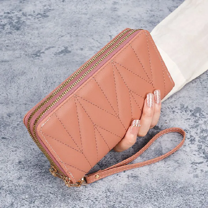 New wallet, European and American retro long style zero wallet, large capacity women's multi card zipper hand-held mobile phone bag