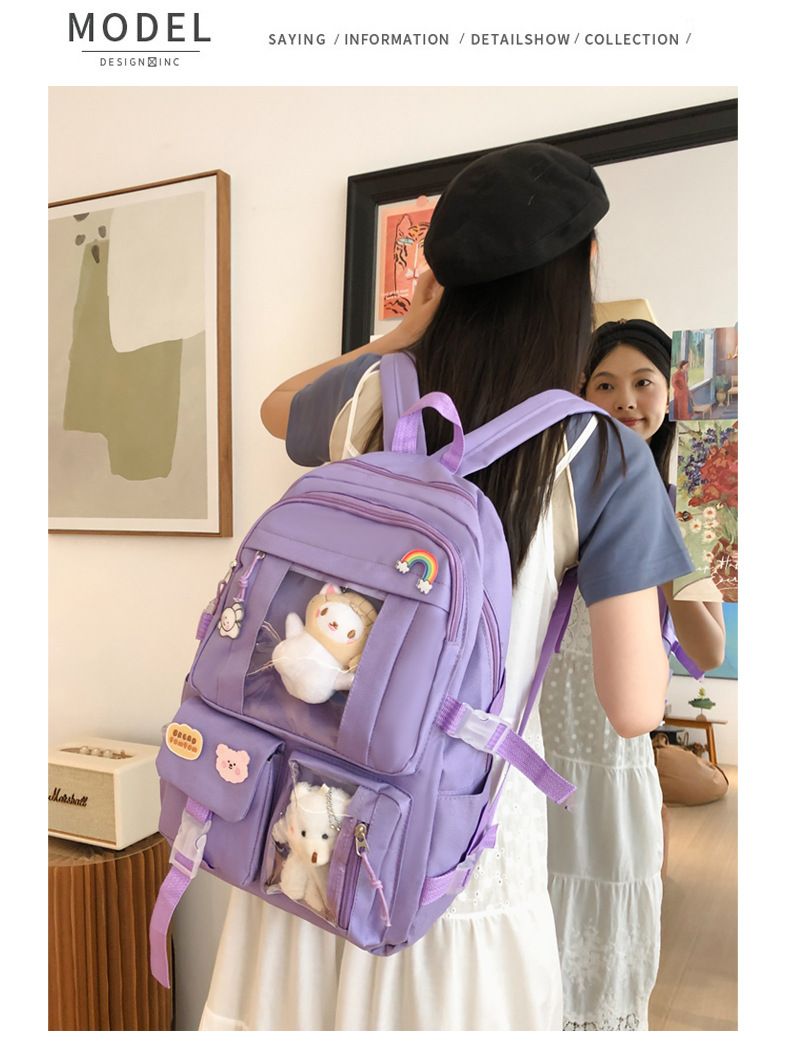Backpack for girls, Korean version, cute Japanese campus student backpack, casual large capacity computer backpack