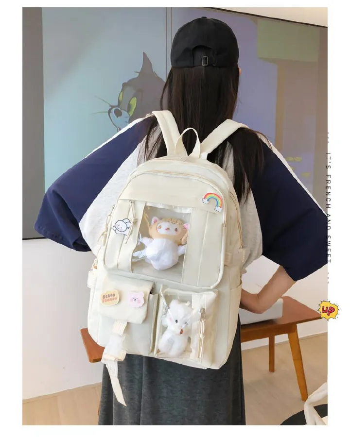 Backpack for girls, Korean version, cute Japanese campus student backpack, casual large capacity computer backpack