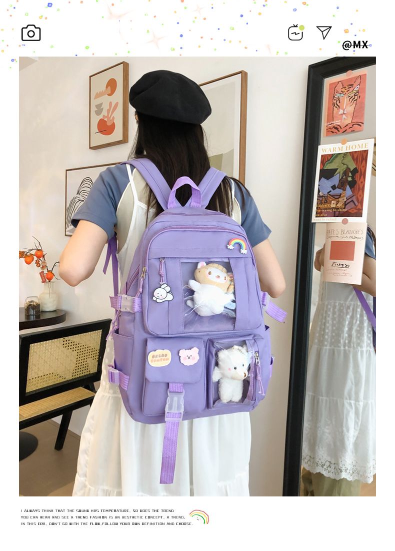 Backpack for girls, Korean version, cute Japanese campus student backpack, casual large capacity computer backpack