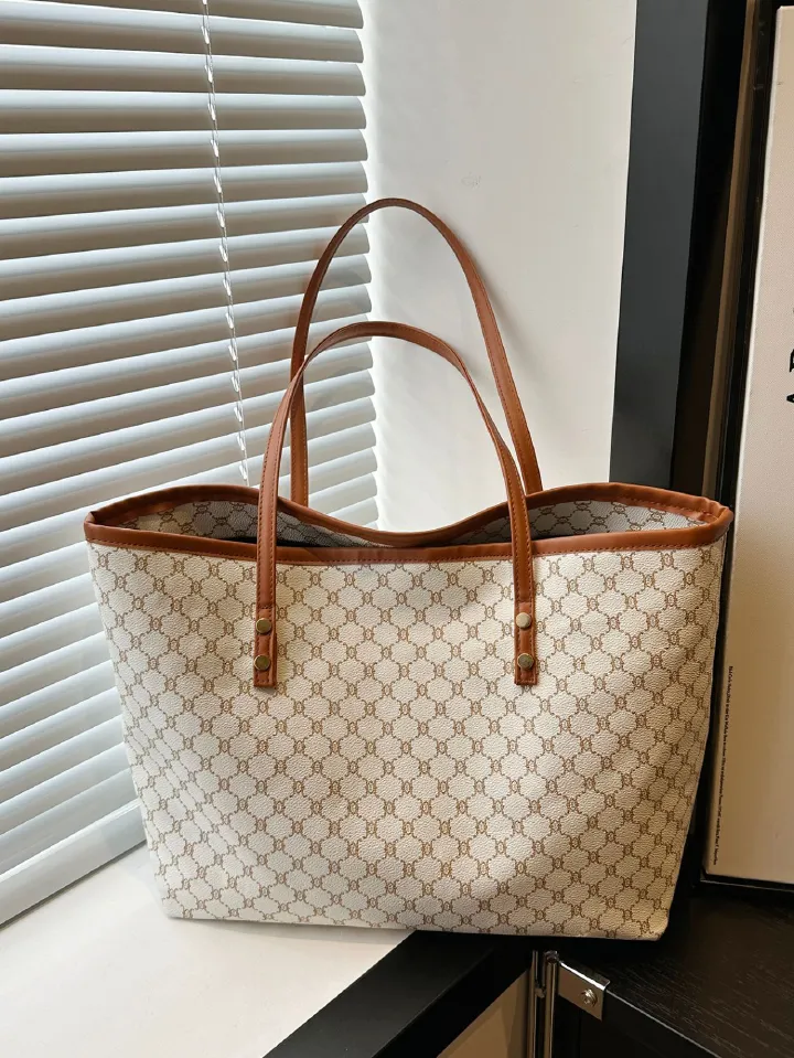 Fashionable Handheld Tote Bag for Women 2025 Spring/Autumn New Large Capacity Shoulder Bag Retro Underarm Bag