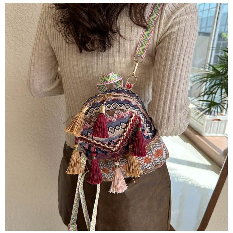 New trendy and lightweight women's backpack with Chinese style Su crossbody bag, fashionable and versatile small backpack for outdoor travel