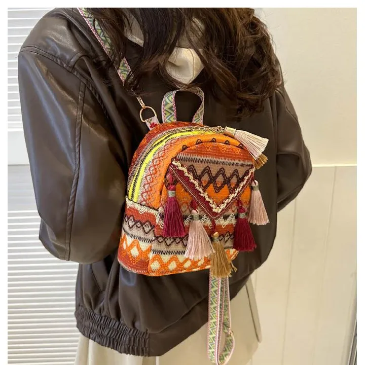 New trendy and lightweight women's backpack with Chinese style Su crossbody bag, fashionable and versatile small backpack for outdoor travel