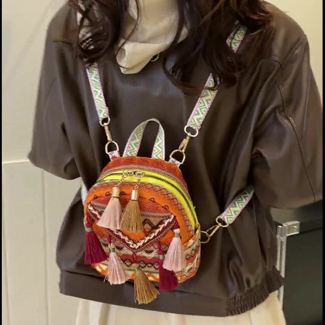 New trendy and lightweight women's backpack with Chinese style Su crossbody bag, fashionable and versatile small backpack for outdoor travel