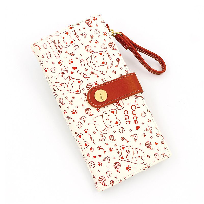 New Japanese Cute Kitten Girl Wallet Long Student Card Bag Zipper Wallet Women's Wallet