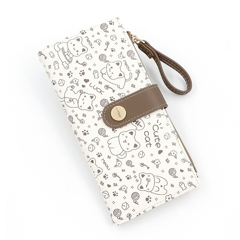New Japanese Cute Kitten Girl Wallet Long Student Card Bag Zipper Wallet Women's Wallet