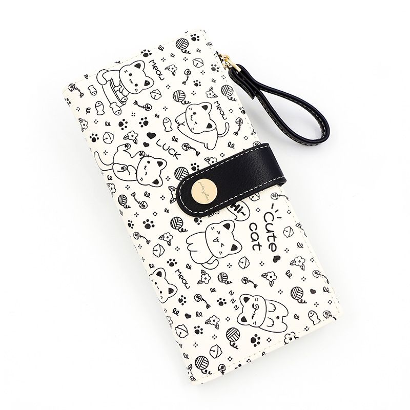 New Japanese Cute Kitten Girl Wallet Long Student Card Bag Zipper Wallet Women's Wallet