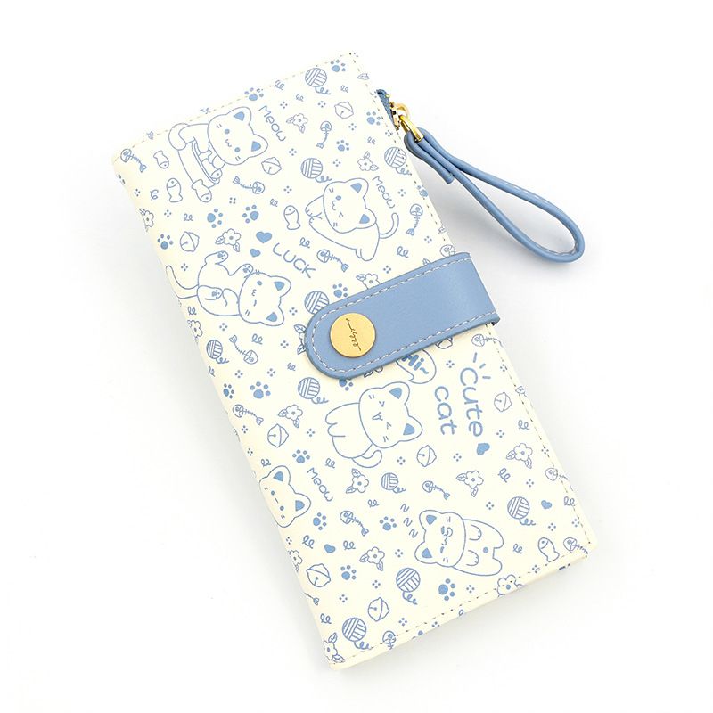 New Japanese Cute Kitten Girl Wallet Long Student Card Bag Zipper Wallet Women's Wallet