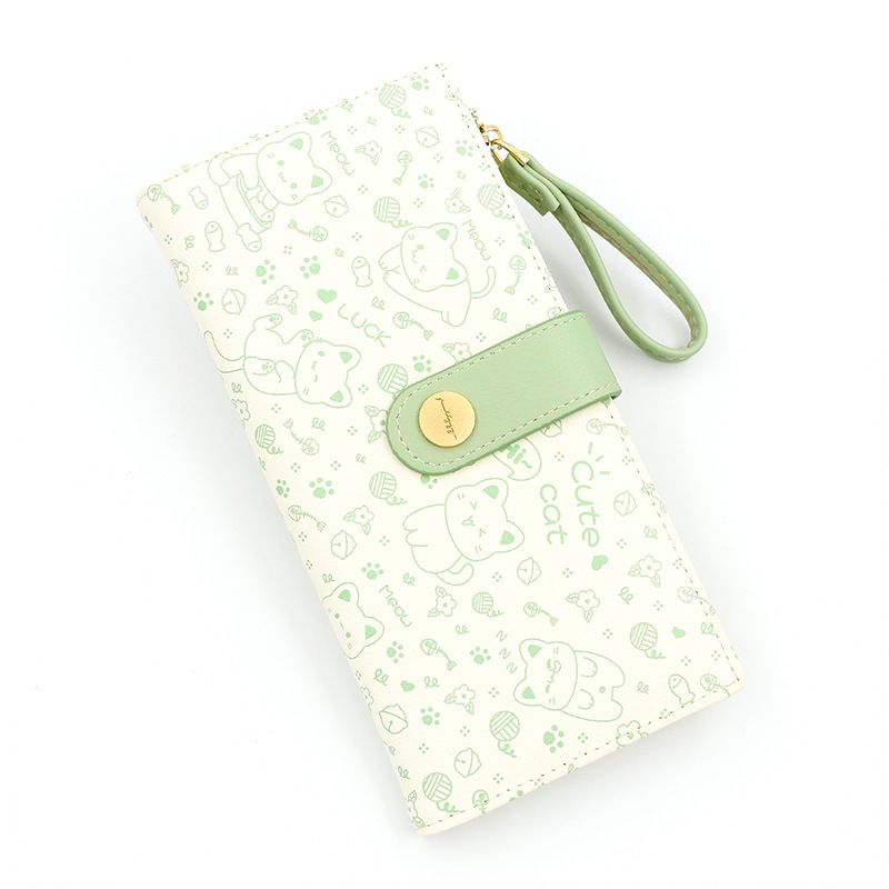 New Japanese Cute Kitten Girl Wallet Long Student Card Bag Zipper Wallet Women's Wallet