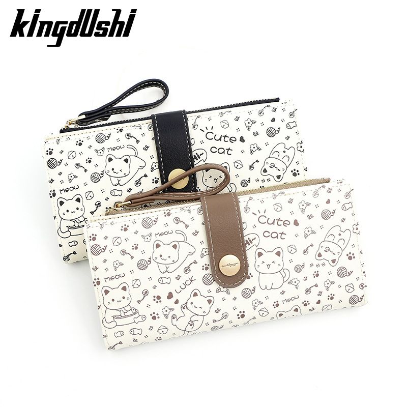 New Japanese Cute Kitten Girl Wallet Long Student Card Bag Zipper Wallet Women's Wallet