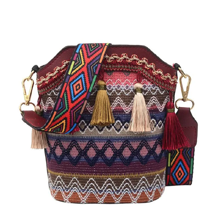 New fashionable women's bag crossbody bag ethnic style embroidered bag bucket bag small qipao bag