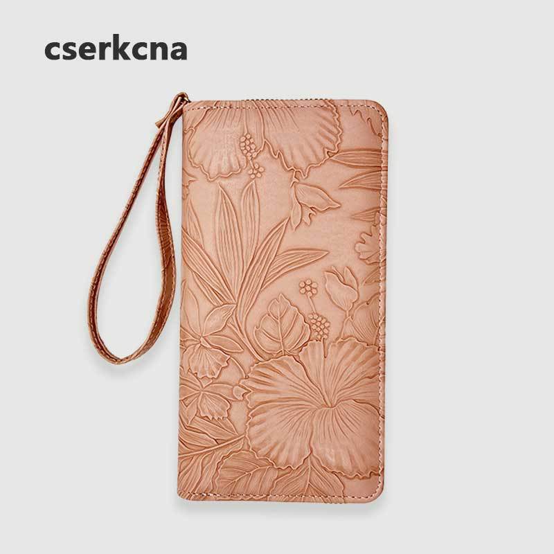 New Cross border Long Zipper Handbag, Large Phone Bag, Embossed Design, Large Money Clip, Simple Women's Money Bag Trend