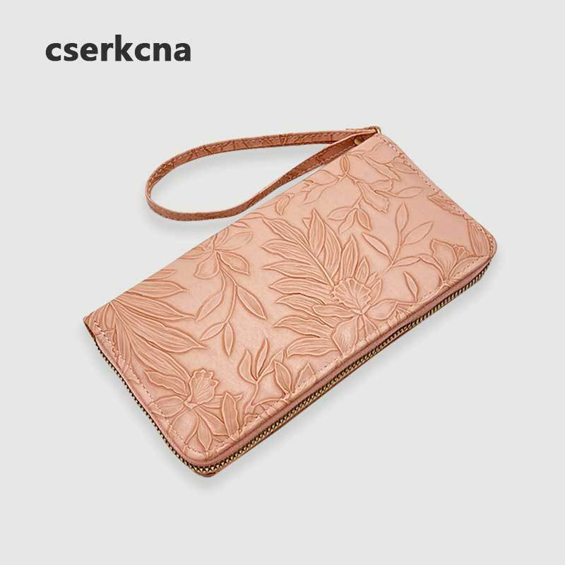 New Cross border Long Zipper Handbag, Large Phone Bag, Embossed Design, Large Money Clip, Simple Women's Money Bag Trend