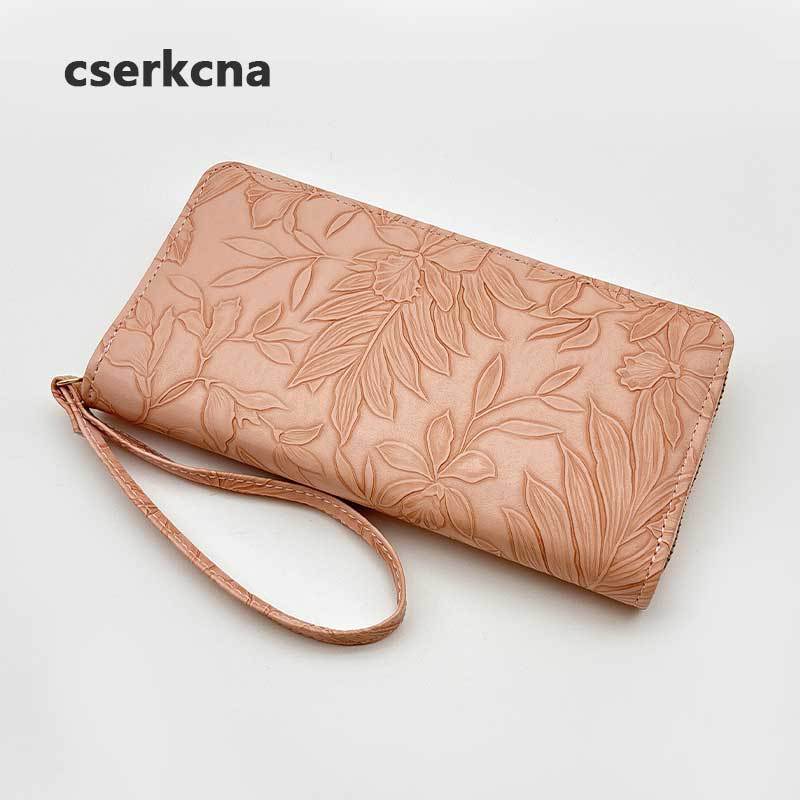 New Cross border Long Zipper Handbag, Large Phone Bag, Embossed Design, Large Money Clip, Simple Women's Money Bag Trend