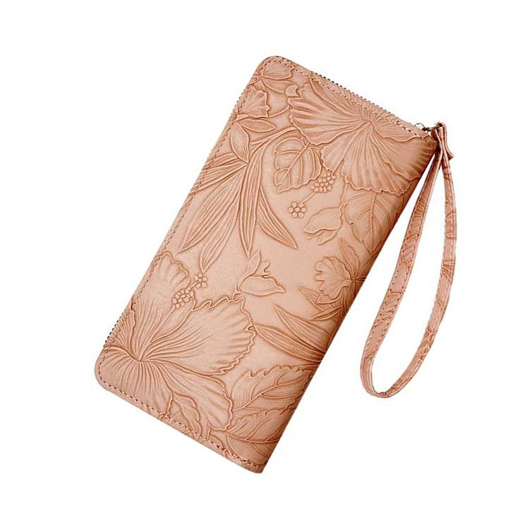 New Cross border Long Zipper Handbag, Large Phone Bag, Embossed Design, Large Money Clip, Simple Women's Money Bag Trend