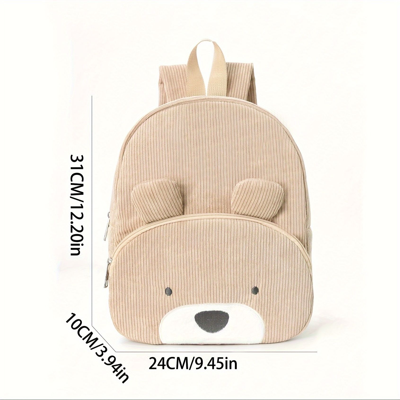 Popular cute teddy bear backpack with corduroy for elementary school students, fashionable casual backpack, cartoon plush bag