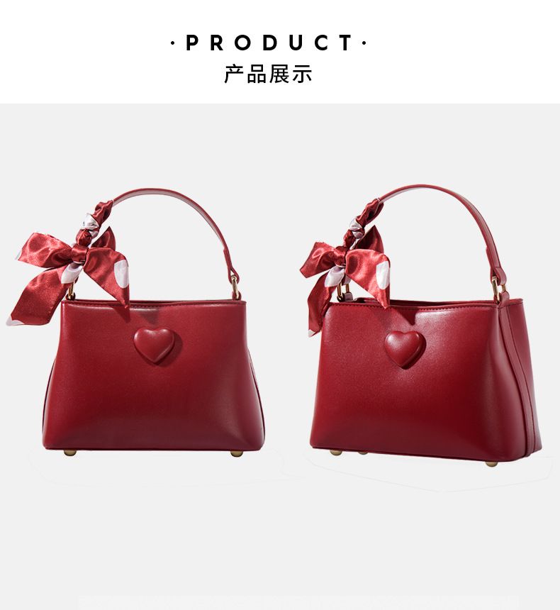 Red wedding bag, bride's wedding bag, women's 2025 new trendy retro style, large capacity portable water bucket bag, vegetable basket bag