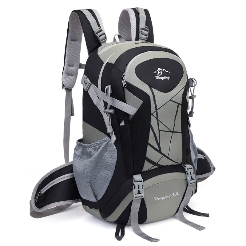 Outdoor hiking backpack, multifunctional leisure large capacity camping backpack, nylon waterproof backpack