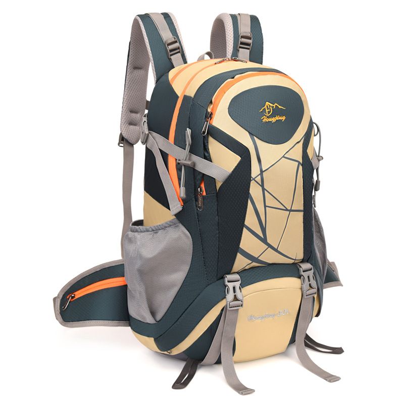 Outdoor hiking backpack, multifunctional leisure large capacity camping backpack, nylon waterproof backpack