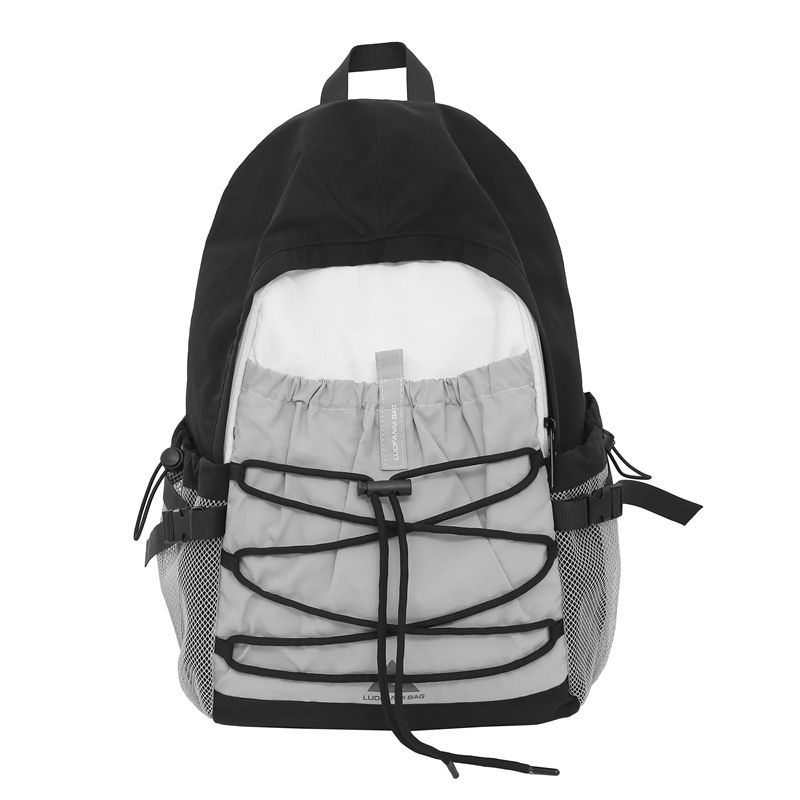 Outdoor drawstring hiking bag, new retro men's contrasting lightweight backpack, travel bag, lightweight small backpack, women's backpack