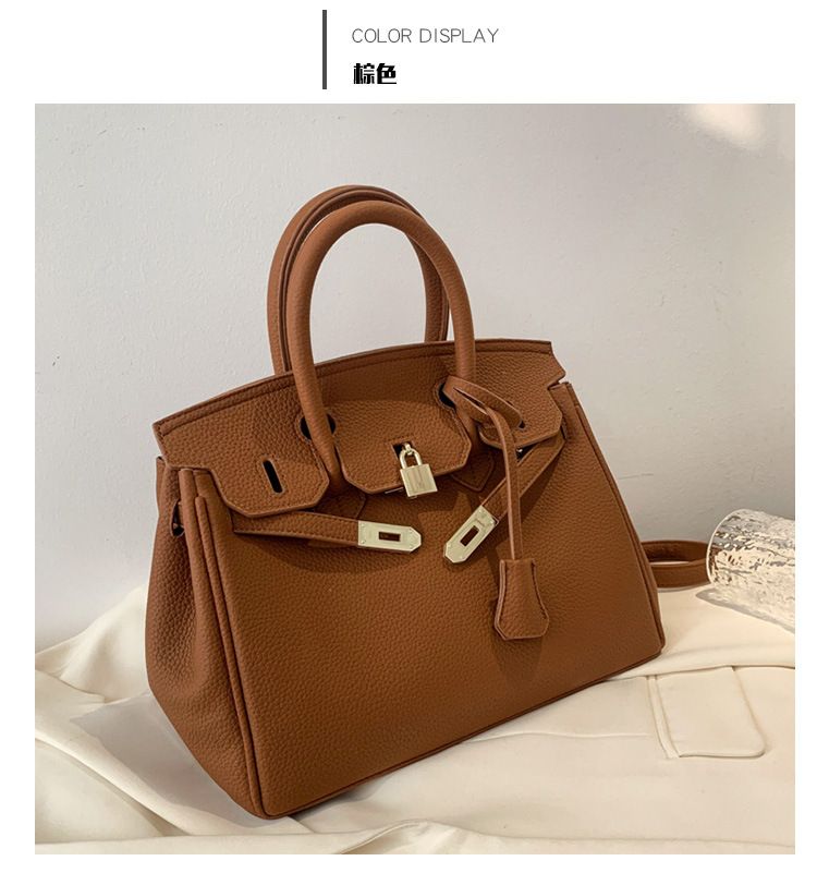 Texture Lychee Pattern Platinum Bag for Women 2025 Winter New Handheld Women's Bag Large Capacity Single Shoulder Crossbody Bag