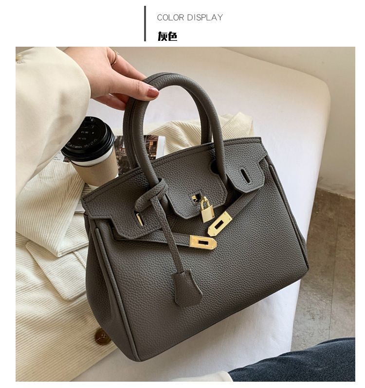 Texture Lychee Pattern Platinum Bag for Women 2025 Winter New Handheld Women's Bag Large Capacity Single Shoulder Crossbody Bag