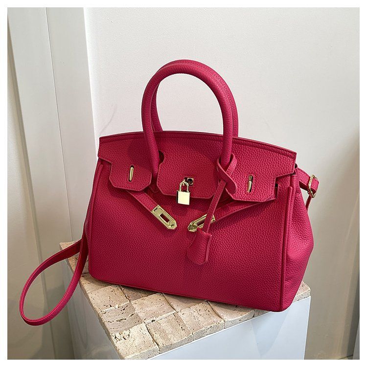 Texture Lychee Pattern Platinum Bag for Women 2025 Winter New Handheld Women's Bag Large Capacity Single Shoulder Crossbody Bag