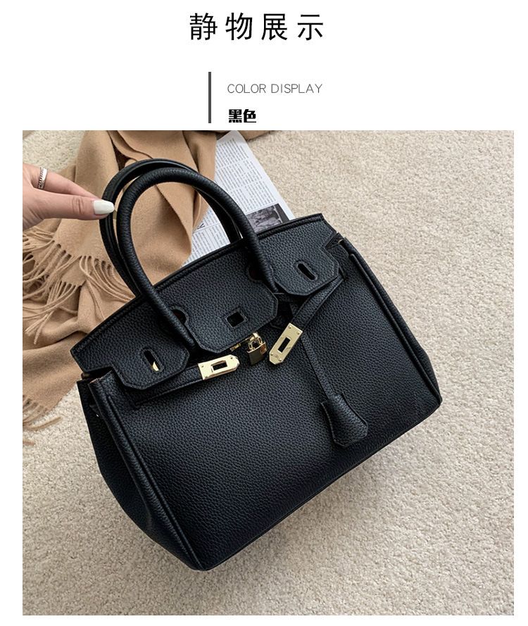 Texture Lychee Pattern Platinum Bag for Women 2025 Winter New Handheld Women's Bag Large Capacity Single Shoulder Crossbody Bag