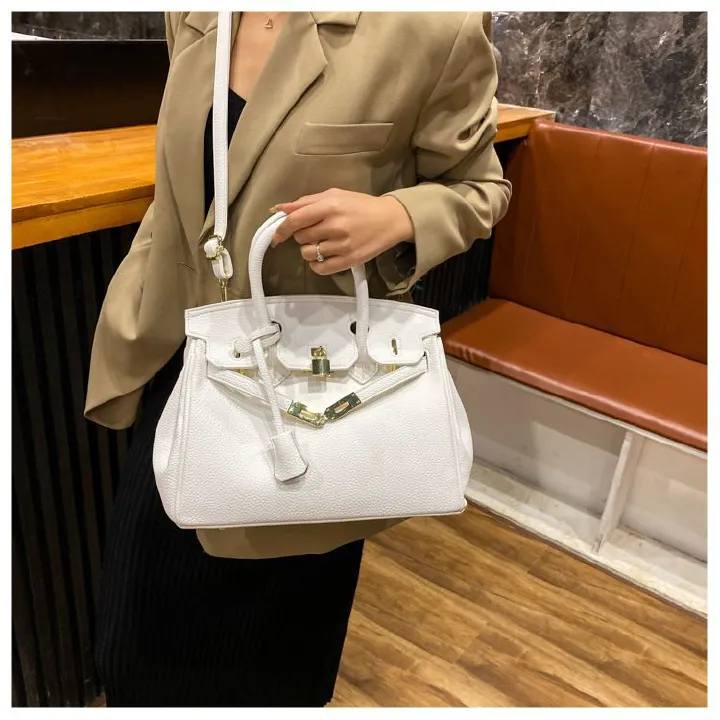 Texture Lychee Pattern Platinum Bag for Women 2025 Winter New Handheld Women's Bag Large Capacity Single Shoulder Crossbody Bag