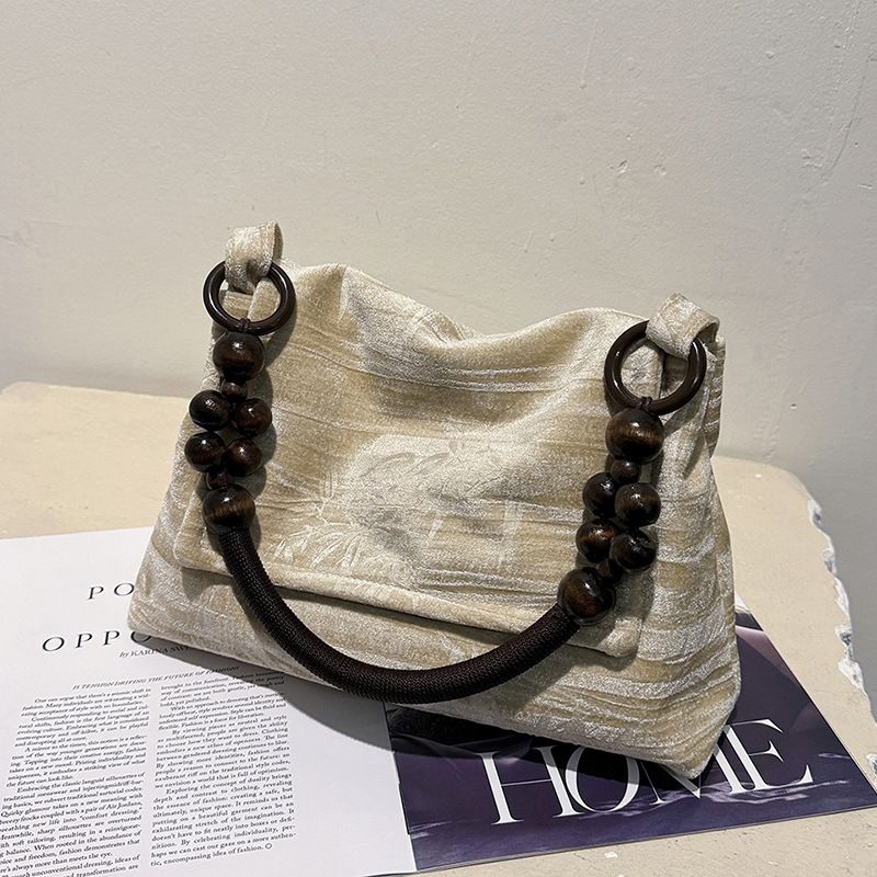 New trendy and versatile, niche underarm bead single shoulder, new Chinese retro handbag, women's tote bag