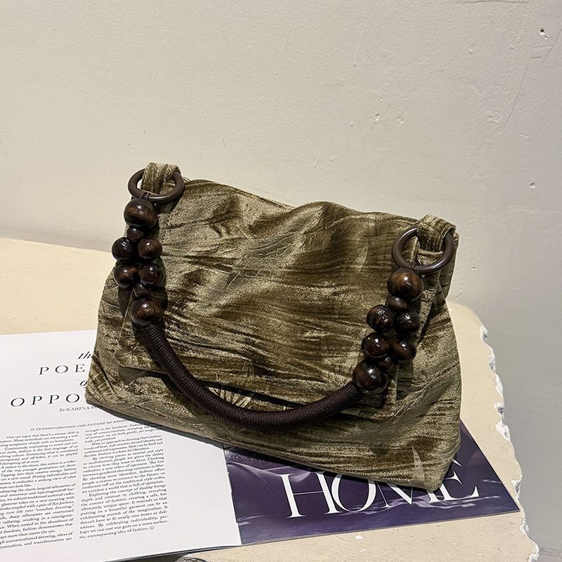 New trendy and versatile, niche underarm bead single shoulder, new Chinese retro handbag, women's tote bag