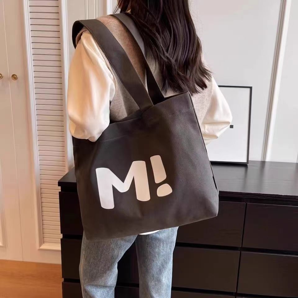 Canvas bag for women, large capacity, sturdy supermarket shopping bag, simple and versatile. 2024 new single shoulder tote bag