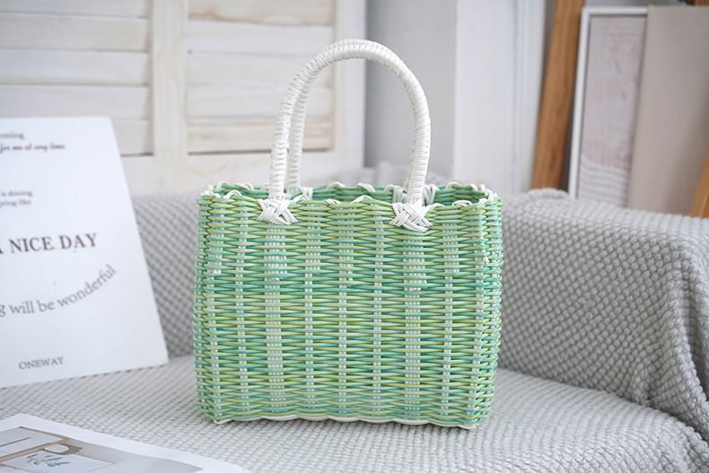 Handheld plastic hose woven bag, shopping bag, vegetable basket, camping vacation beach bag