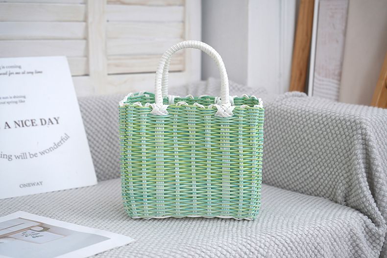 Handheld plastic hose woven bag, shopping bag, vegetable basket, camping vacation beach bag