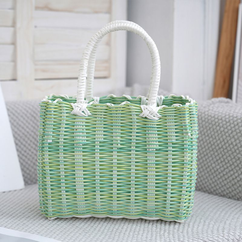 Handheld plastic hose woven bag, shopping bag, vegetable basket, camping vacation beach bag