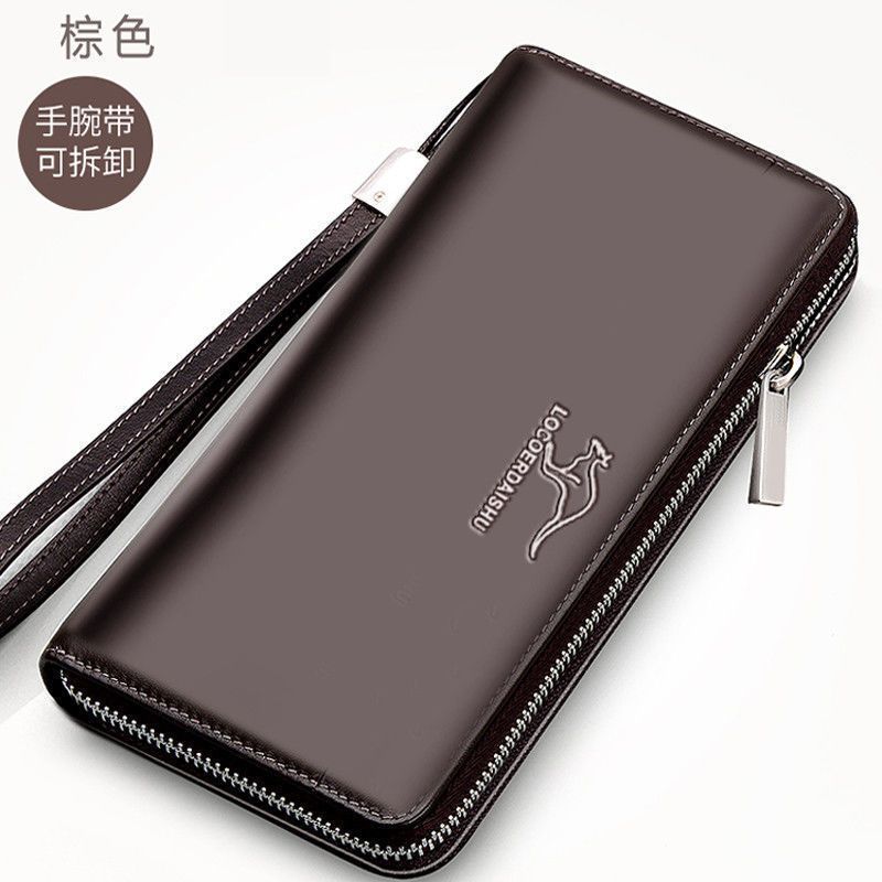 Men's wallet long handbag with multiple card slots, mobile phone bag, business card bag, grab bag, zipper long bag