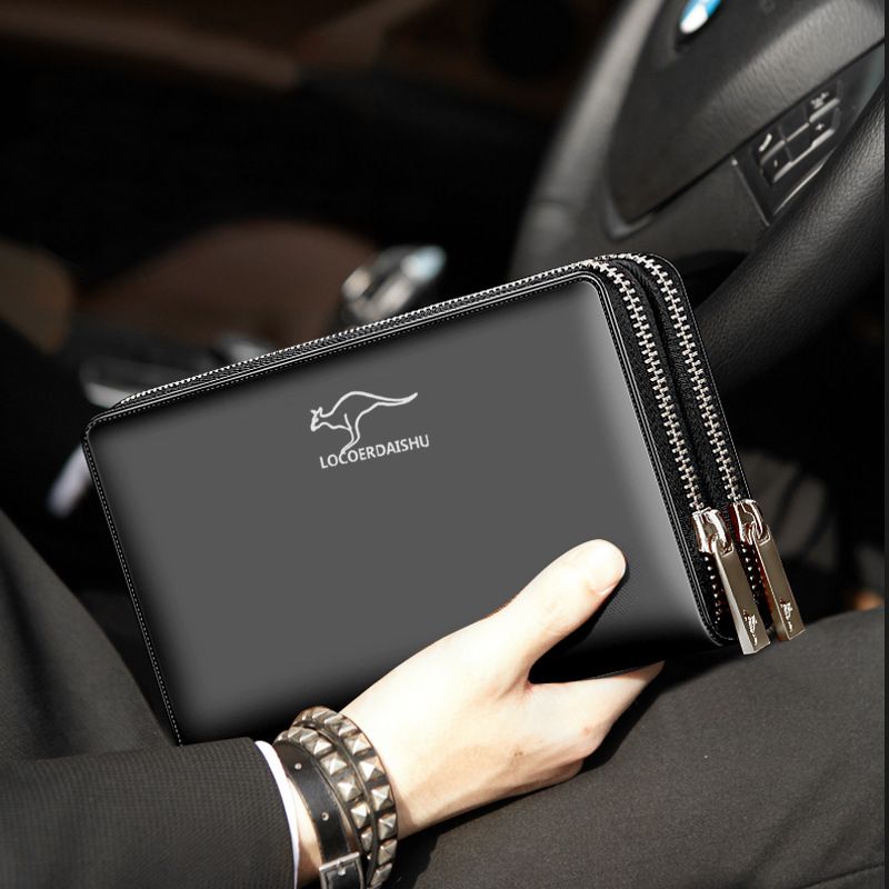 Men's wallet long handbag with multiple card slots, mobile phone bag, business card bag, grab bag, zipper long bag