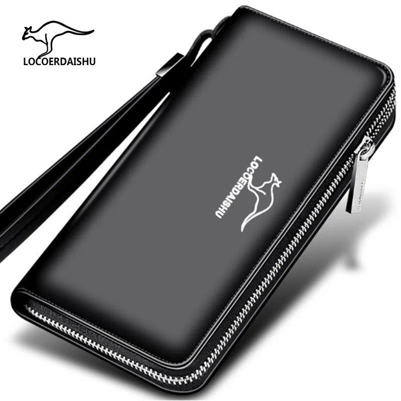 Men's wallet long handbag with multiple card slots, mobile phone bag, business card bag, grab bag, zipper long bag