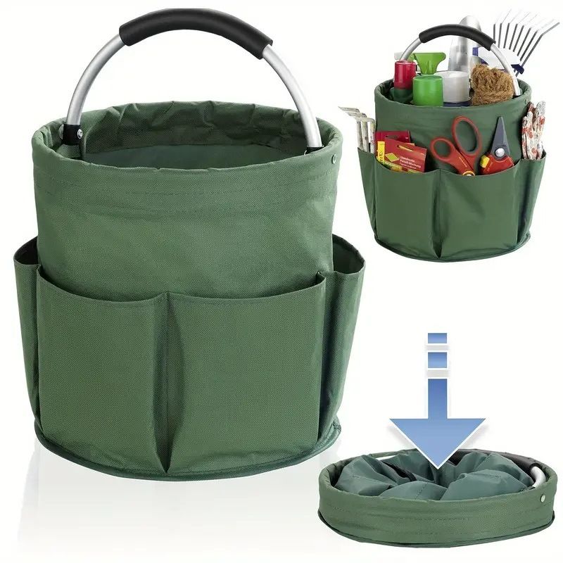 Portable Foldable Picnic Basket Garden Tool Basket Outdoor Handheld Basket Travel Storage Washbag Garden Storage Basket