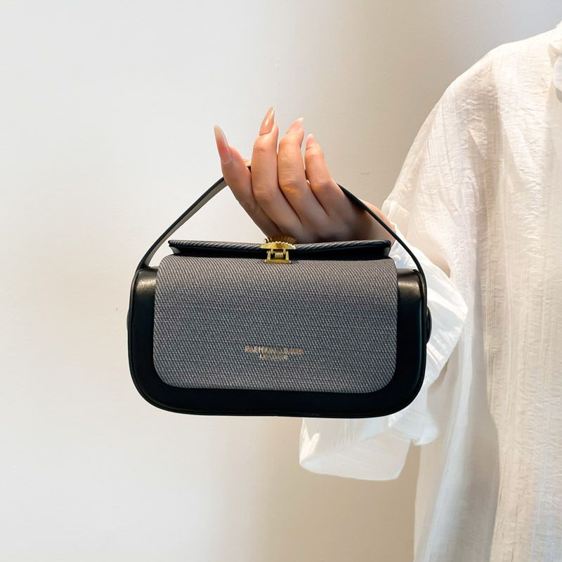 Luxury retro box bag with a high-end feel, women's 2025 new item, niche color collision single shoulder crossbody bag, commuting small square bag
