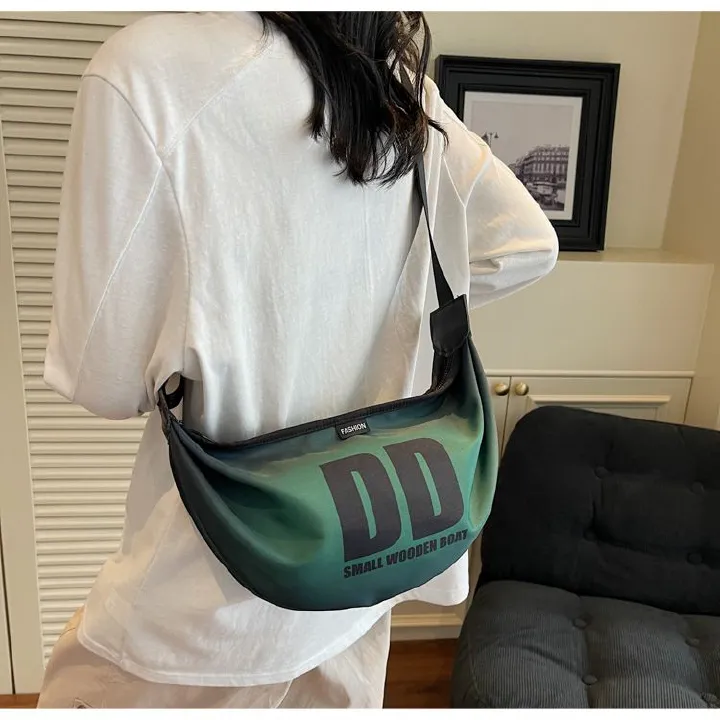 Japanese trendy colorful letter shoulder bag, summer casual fashion lightweight crossbody bag, women's niche western-style small bag