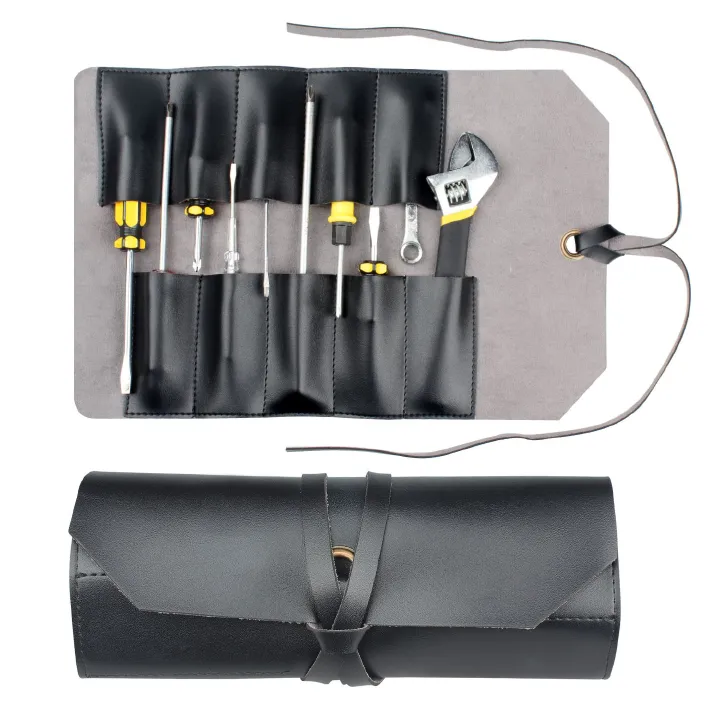 Multi functional tool for wrapping leather, portable repair for carpenters and electricians, screw wrench storage, hardware tool kit