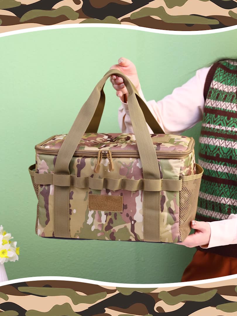 Outdoor camping kitchenware storage bag, portable outdoor cookware storage bag, tableware, picnic supplies, camping tools storage